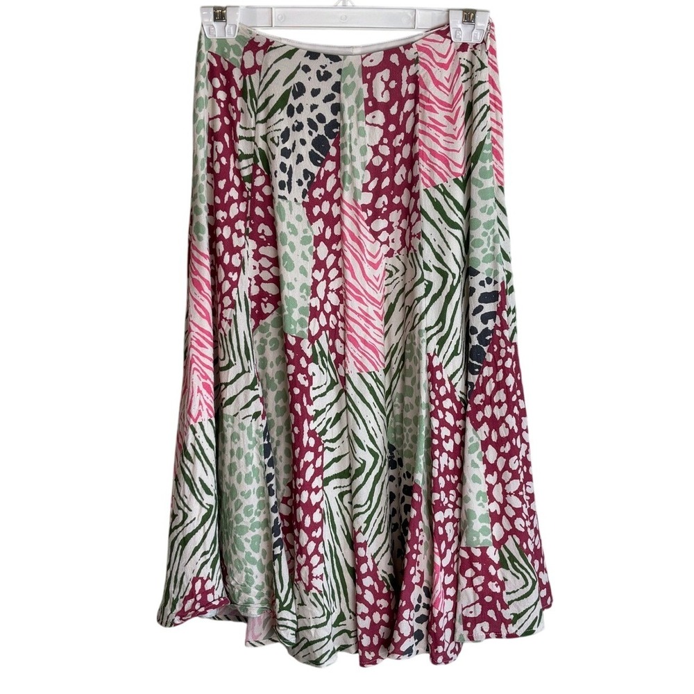 Corey Lynn Calter Midi Skirt Multicolor‎ Womens 0 Animal Print Patchwork Boho